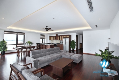 Large three-bedroom apartment with lake view for rent in Tay Ho.